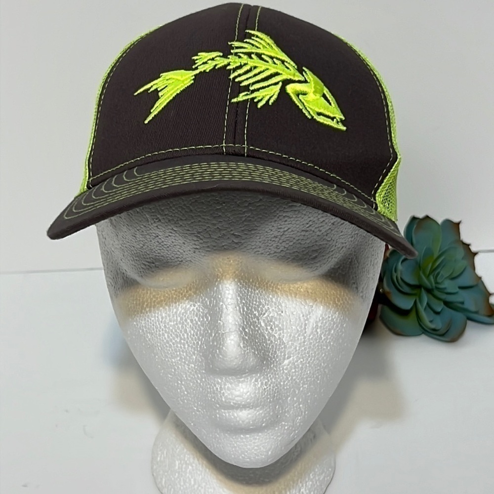 Outdoor Cap Unisex Neon Green Embroidered Fishing Cap